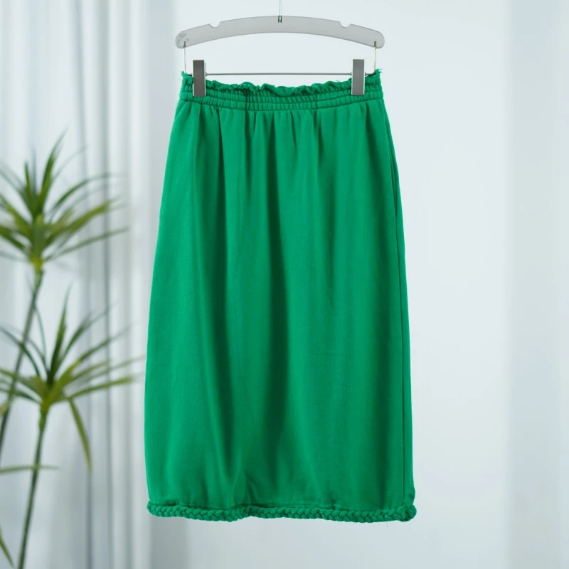 尚系列  E005-1   女装时尚设计师春秋毛圈半身裙绿色FW13Y25