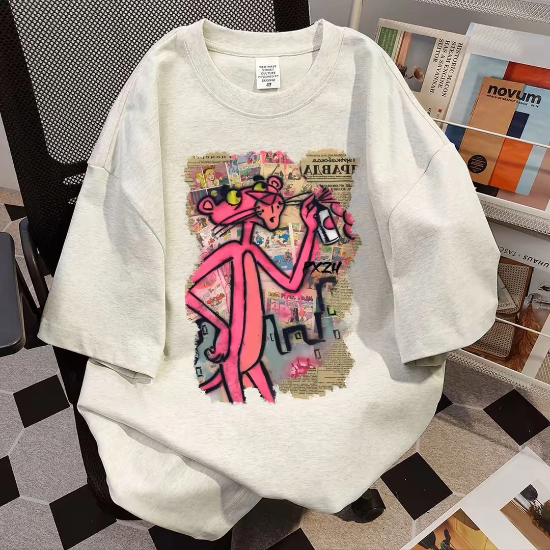 美式胖MM2-300斤卡通纯棉短袖T恤百搭夏季新款潮大码女装宽松上衣