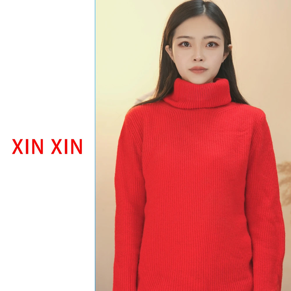 新年福利 100%纯羊毛堆堆领女士羊毛衫