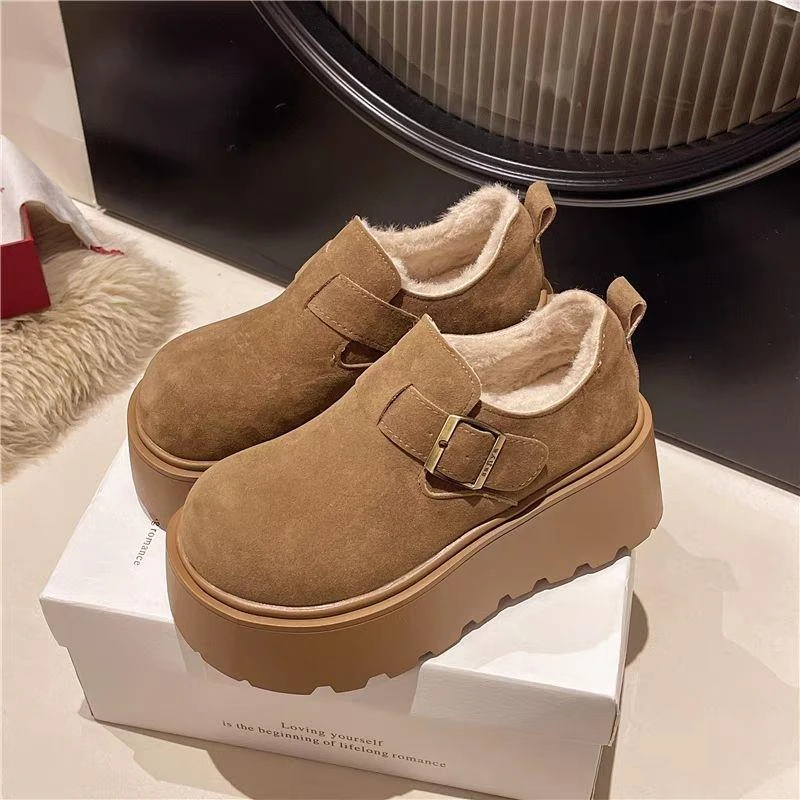 PLOVER啄木鸟厚底增高勃肯鞋女秋冬保暖雪地靴女加绒加厚棉鞋女潮