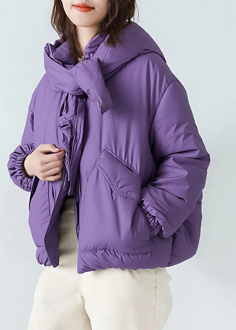 宽松廓型可拆卸连帽披肩休闲鸭绒服羽绒服外套27232