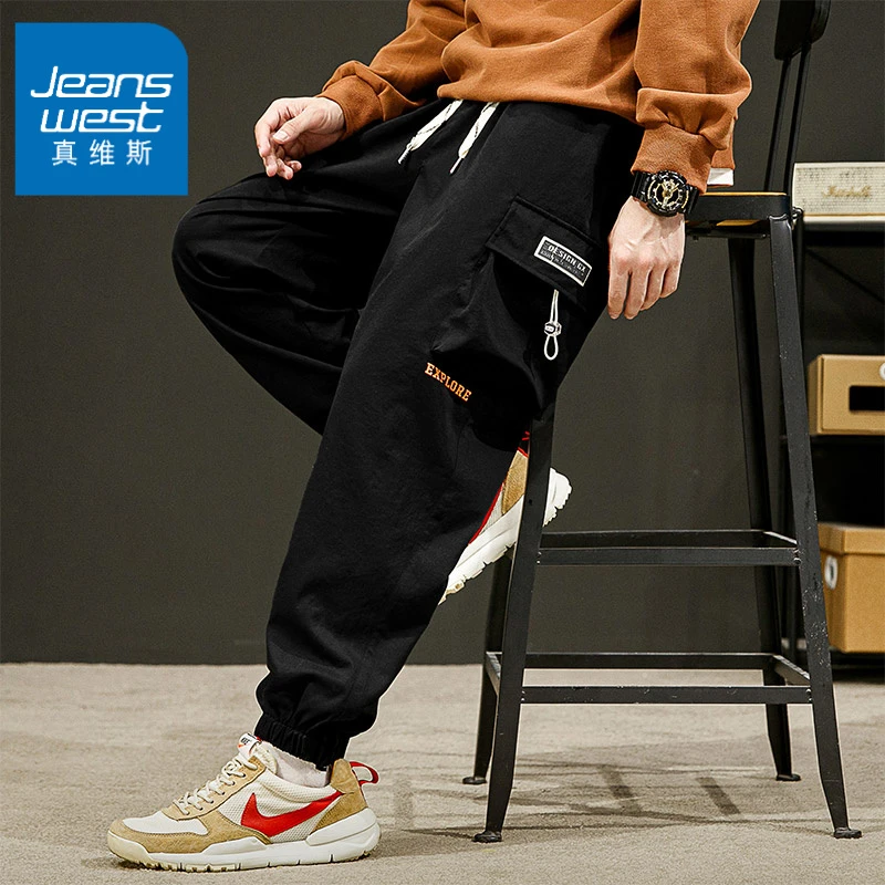 真维斯工装裤男士宽松大码男裤夏季薄款胖子青少年运动休闲长裤