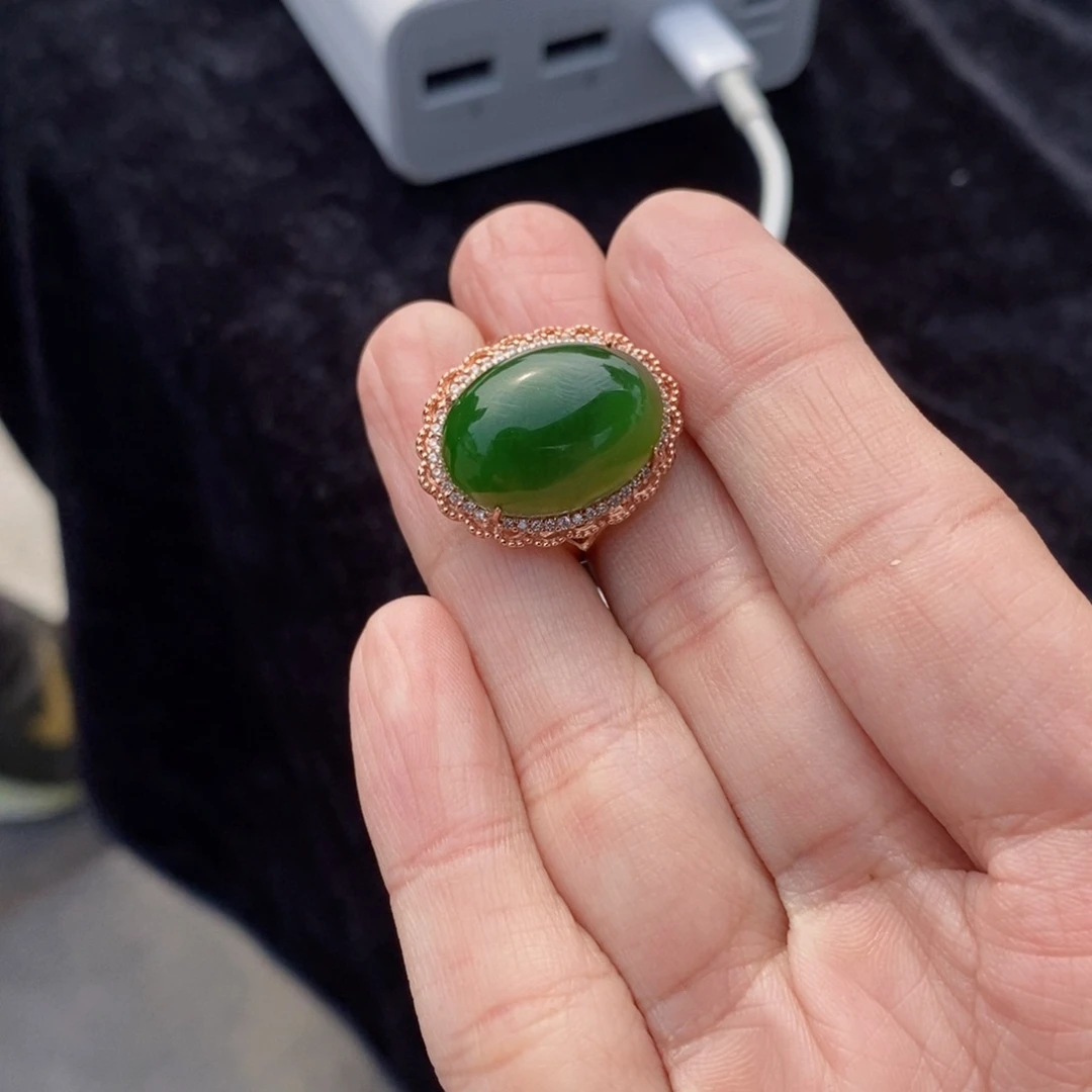 和田玉戒指银S925镶嵌拍一发一 多样性发货