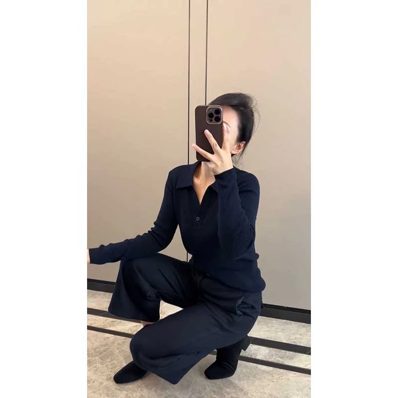 一粒扣半开领简约毛针织衫女2025冬季新款百搭显瘦韩系氛围感上衣