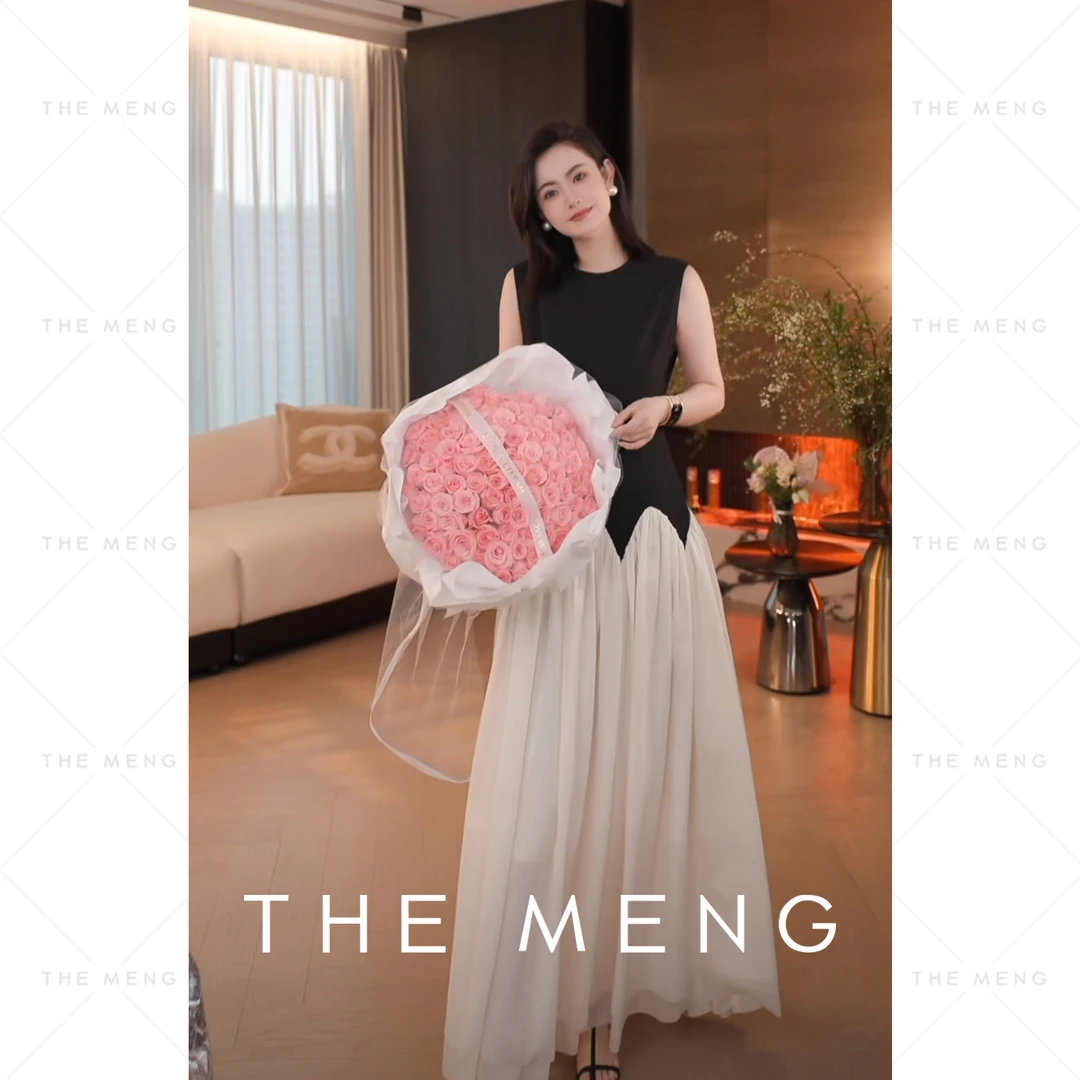 THE MENG【生日裙】天丝醋酸精纺极简通勤无袖连衣裙#M251G0032【蒋】