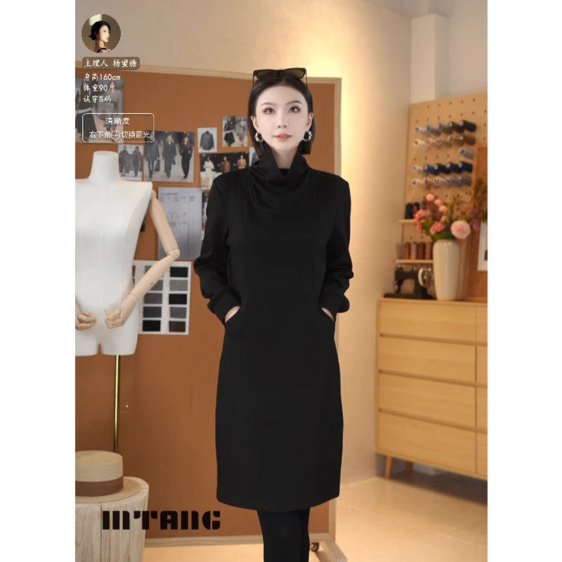 MTANG蜜糖女士设计师款新款百搭加厚精致日常休闲连衣裙484