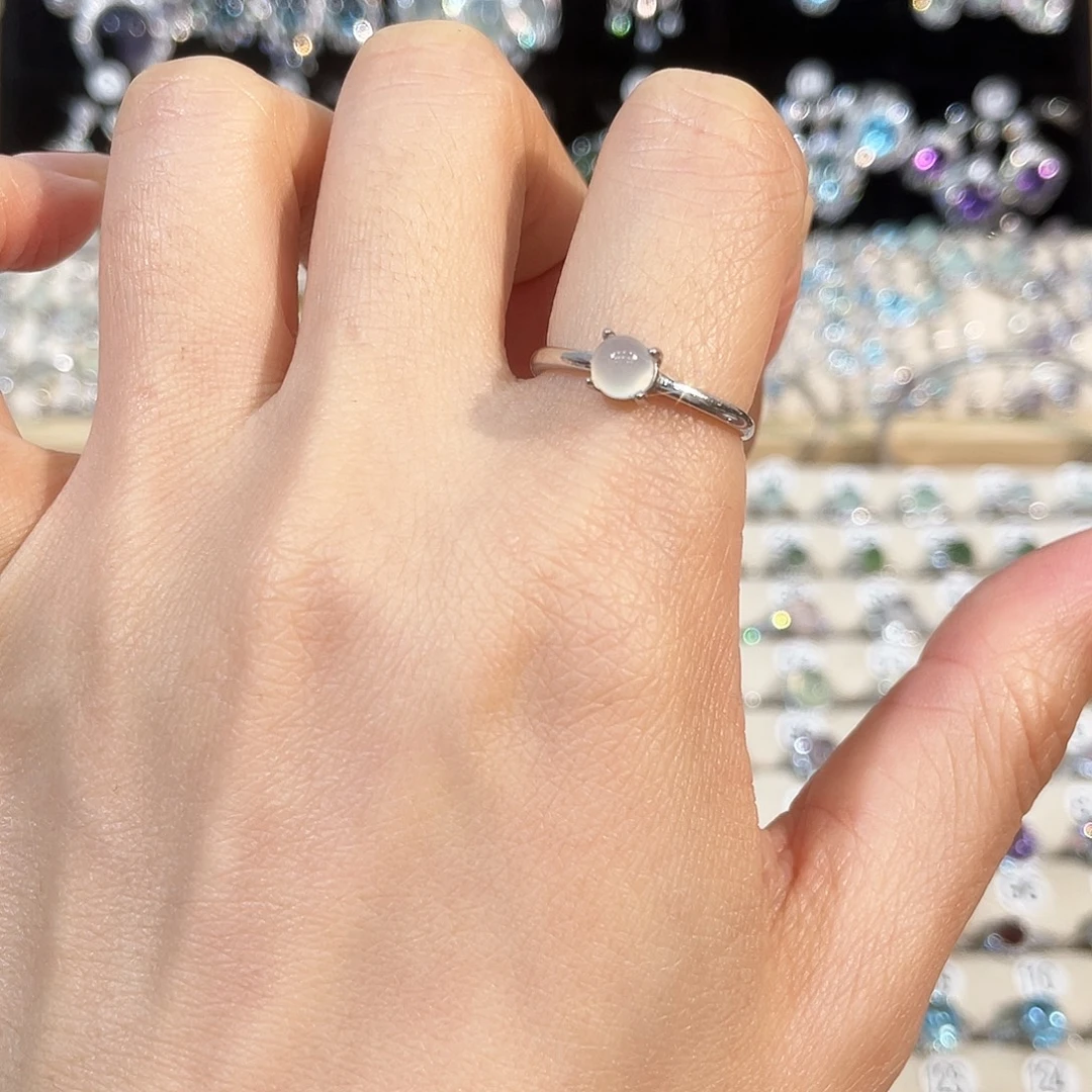 蛇纹石玉银S925镶嵌戒指戒指