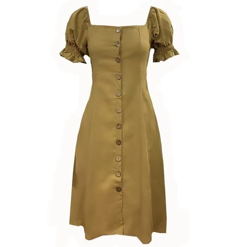 6070#泡泡袖夏季连衣裙