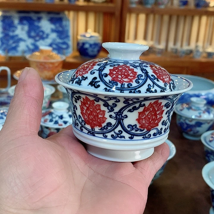 錡镇堂手工手绘盖碗