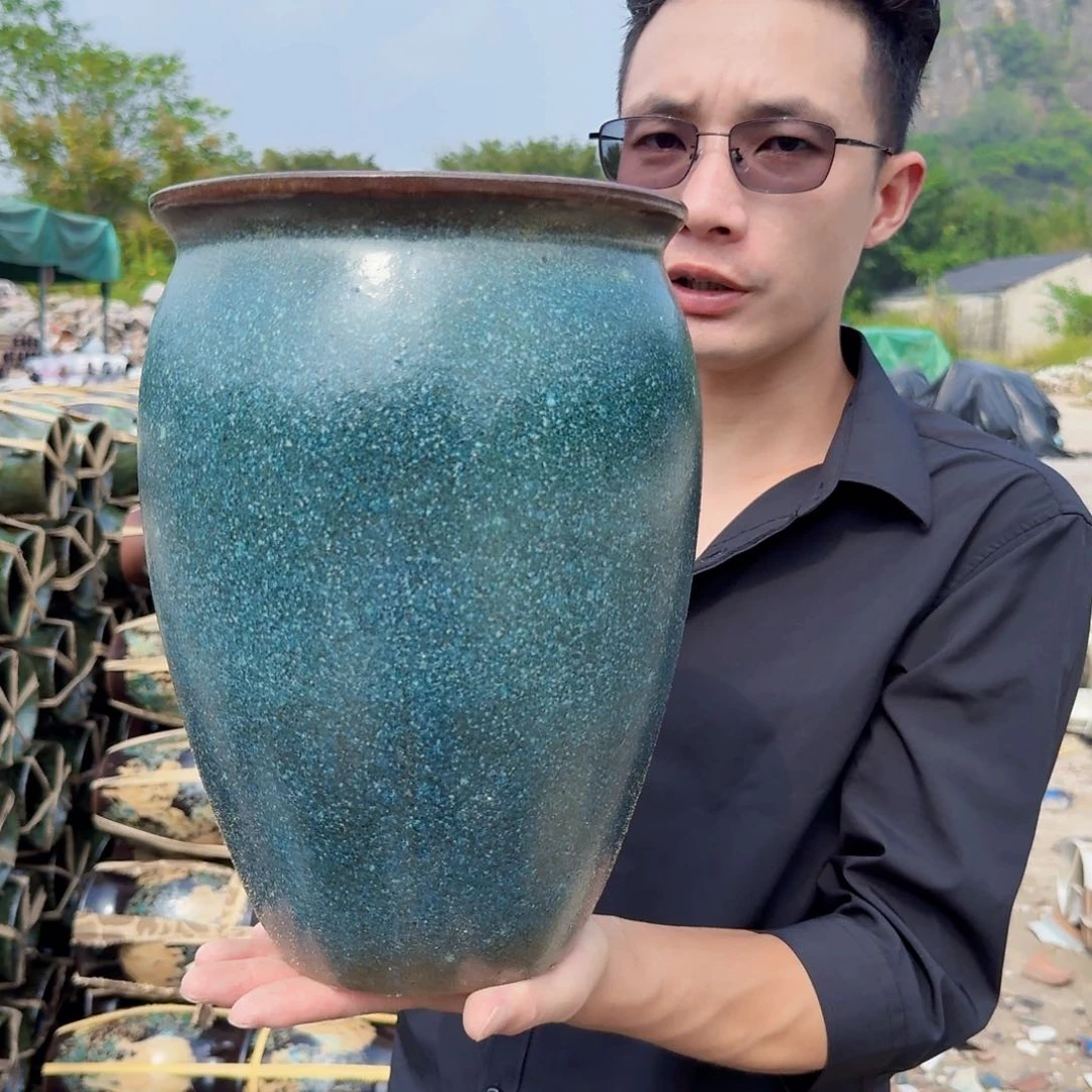 紫砂花盆口20高30（一墨绿老庄