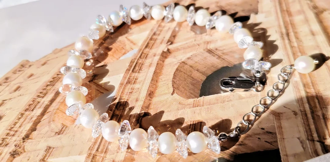 铜合金锆石手链 珍珠手链气质简约法式气质简约