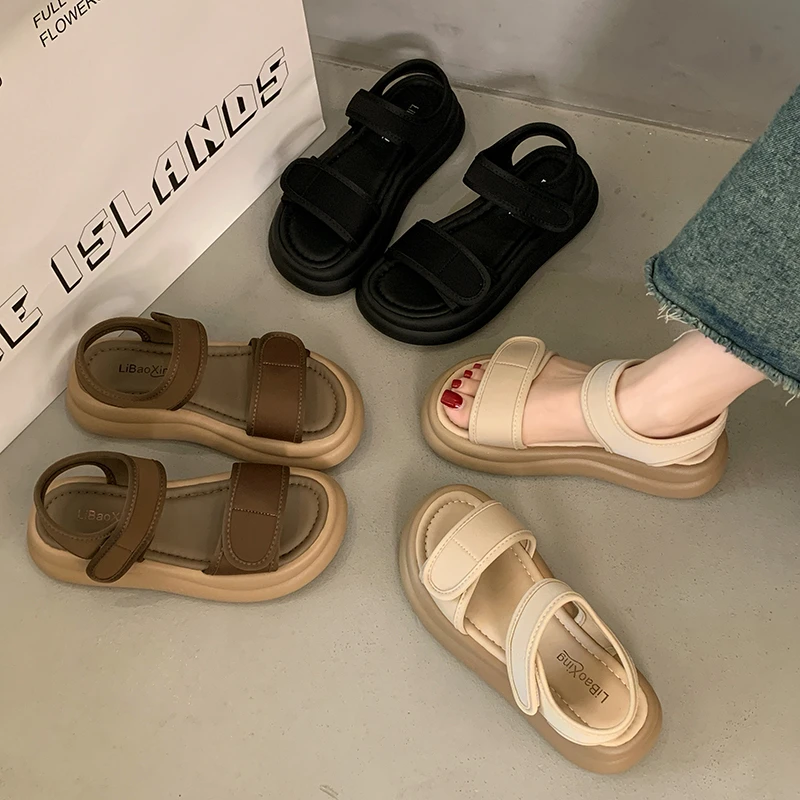 厚底罗马凉鞋女款2025新款夏季运动软底上班百搭不累脚防滑沙滩鞋