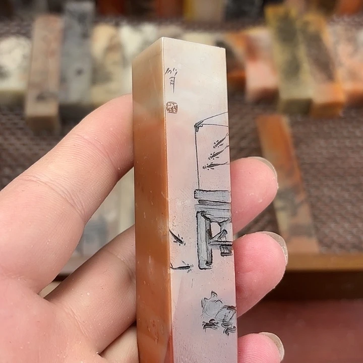 印石昌化石众磊文化竹月刻绘