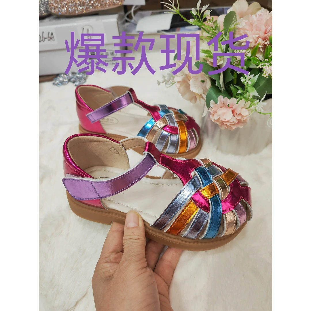 2025新品女童鞋子儿童公主鞋软底软面夏季彩虹鞋小女孩凉鞋
