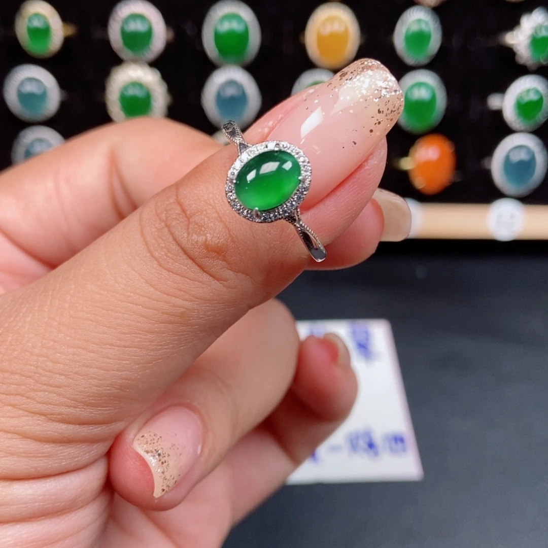 翡翠银S925镶嵌戒指17