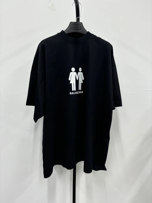 全新未使用 Balenciaga/巴黎世家 双人像多国国旗短袖T恤 全新3码