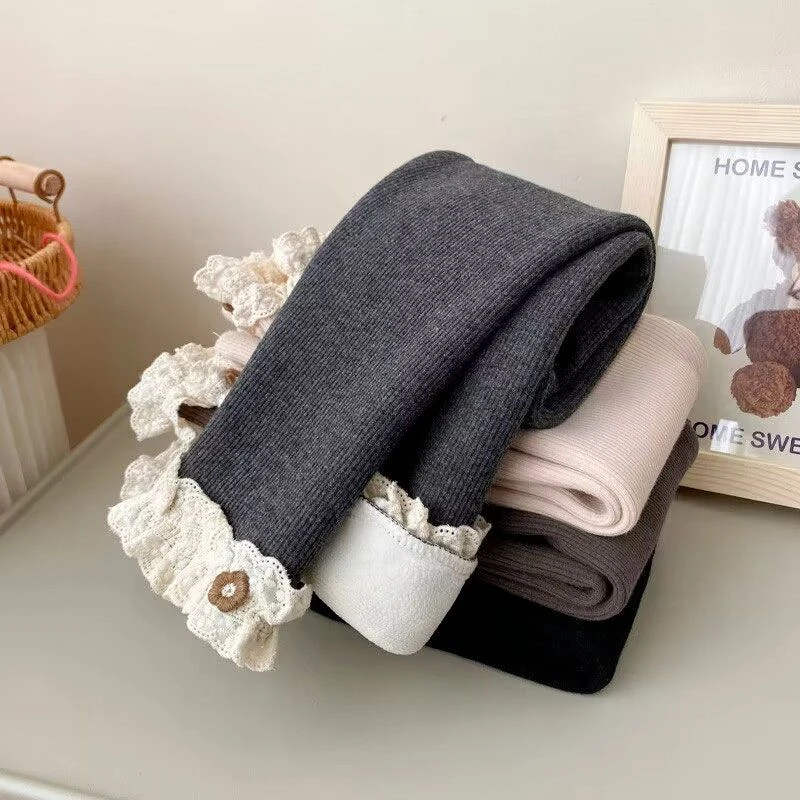 女童加绒打底裤秋冬新款儿童加厚一体绒外穿长裤女宝冬装保暖裤zy