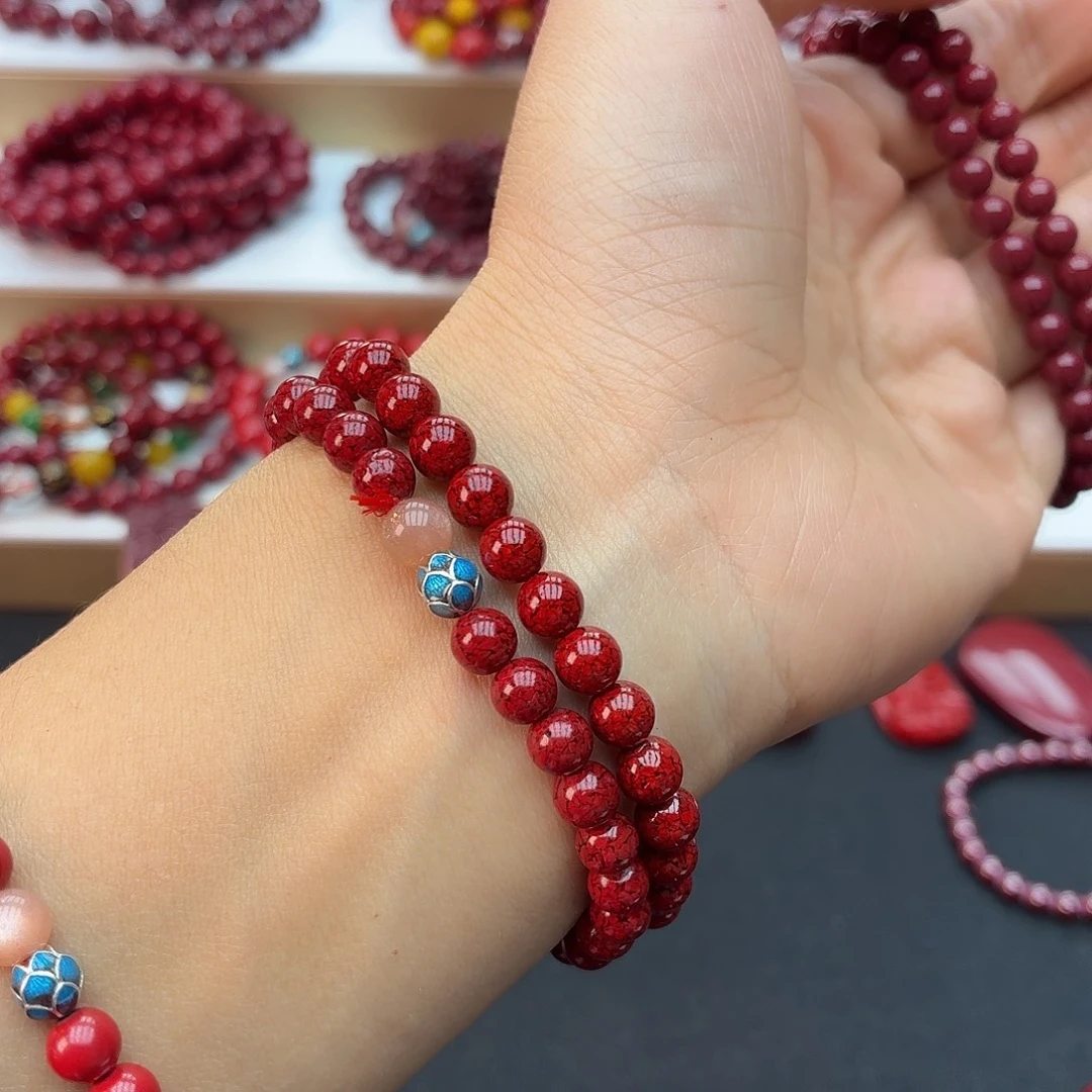 天然辰砂晶体2圈6mm➕莲花