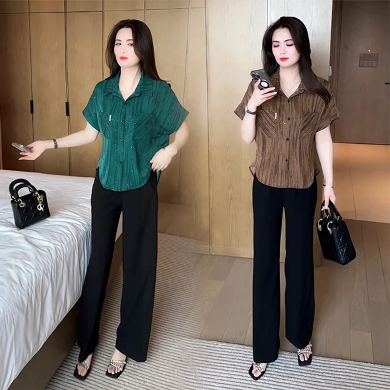 夏季穿搭衬衫休闲时尚洋气气质显瘦减龄女神短袖上衣宽松轻熟百搭