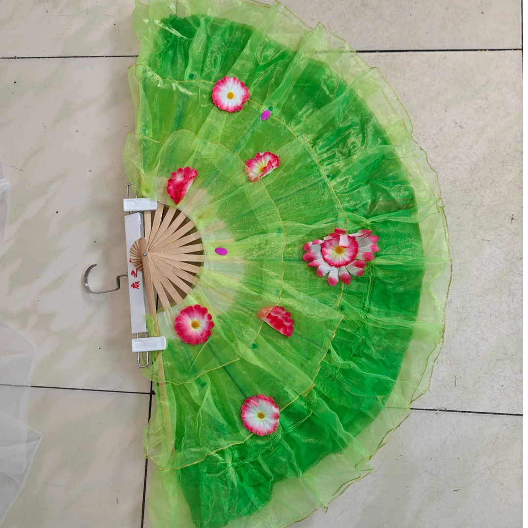 粘花纱扇（微瑕疵，不分左右手）两把