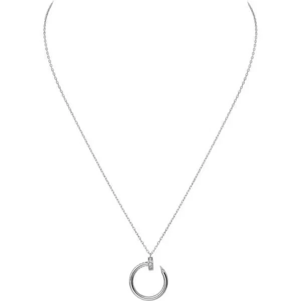 99新 Cartier/卡地亚 白金色 Juste un clou 半钻钉子项链