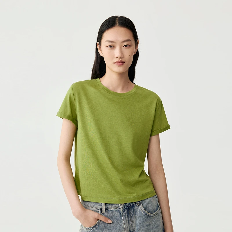indicia标记商场同款25秋新款纯色休闲百搭极简柔软T恤F2C5TX351F