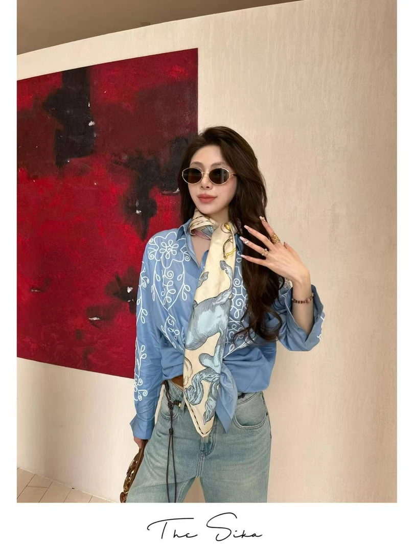 TheSika｜"巴塞罗那设计师"  设计师亚麻棉质感刺绣x花卉衬衫
