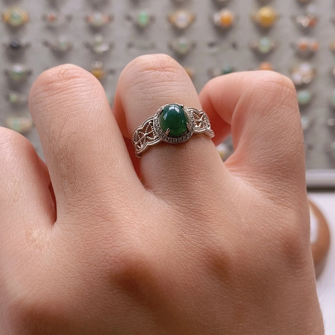 C****翡翠银S925镶嵌戒指