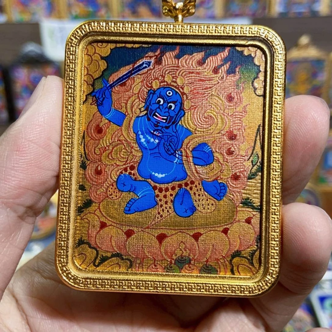 吊坠纯手绘唐卡不动明王