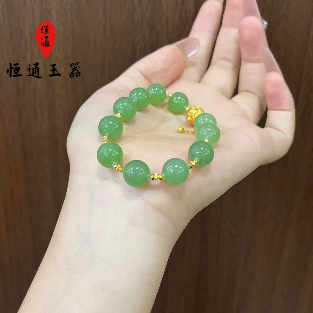 和田玉翠青麻花滴溜款规格约10mm（多样性发一）-1-9800