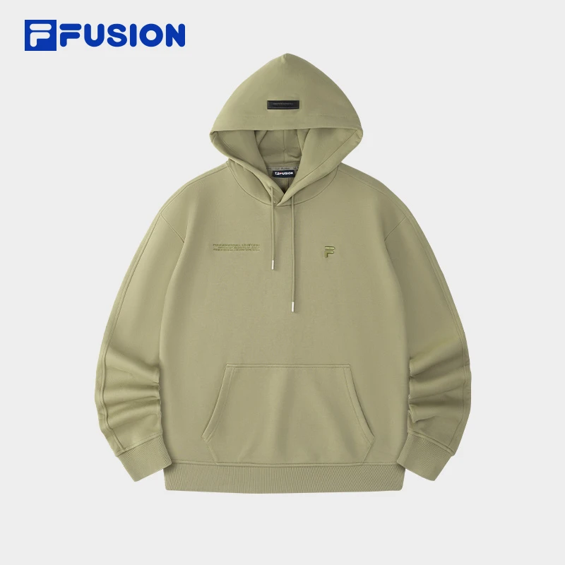 Fila/斐乐休闲宽松连帽长袖情侣秋季纯色时尚舒适卫衣简约套头衫