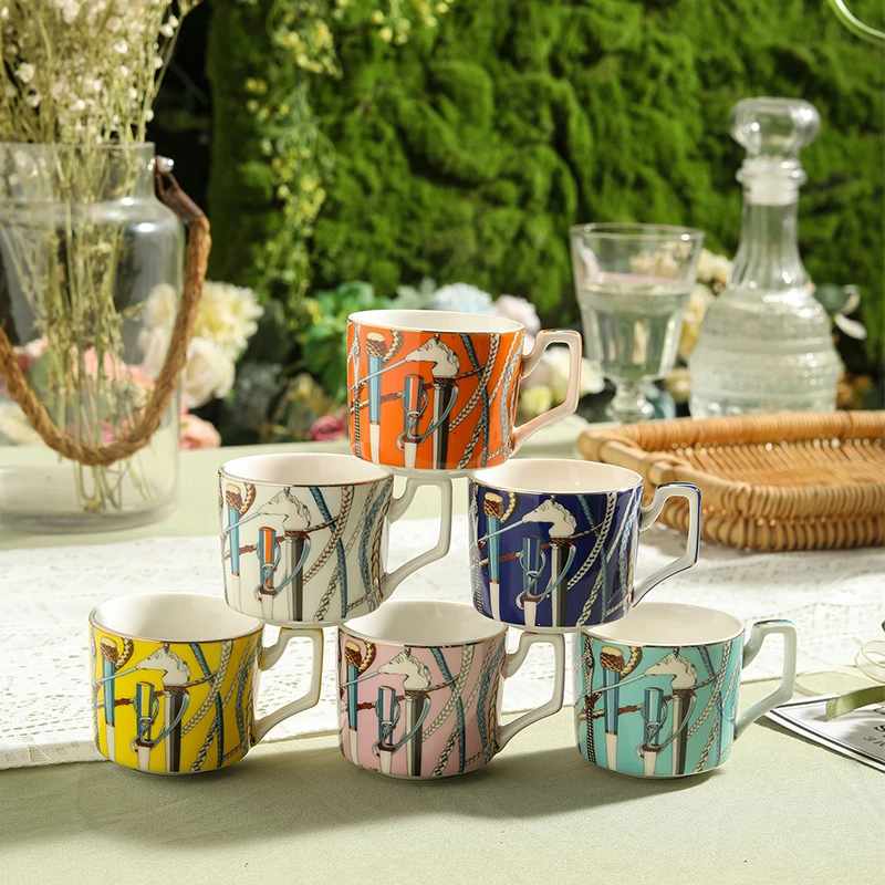 权杖6色骨瓷咖啡杯欧式下午茶套装浓缩六杯碟组合高档骨瓷送礼