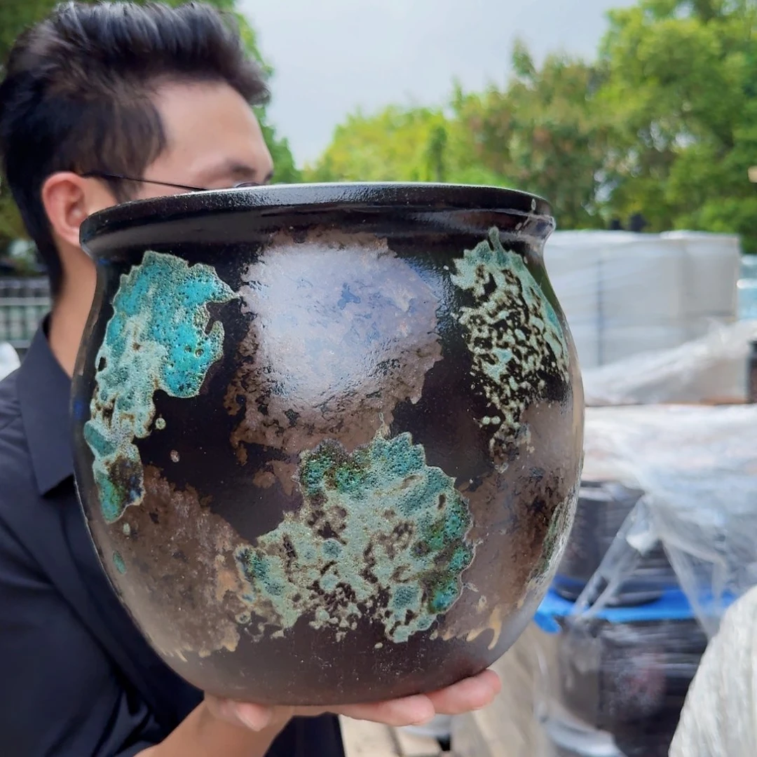 紫砂花盆口24高24（一个姹寂绿泡泡