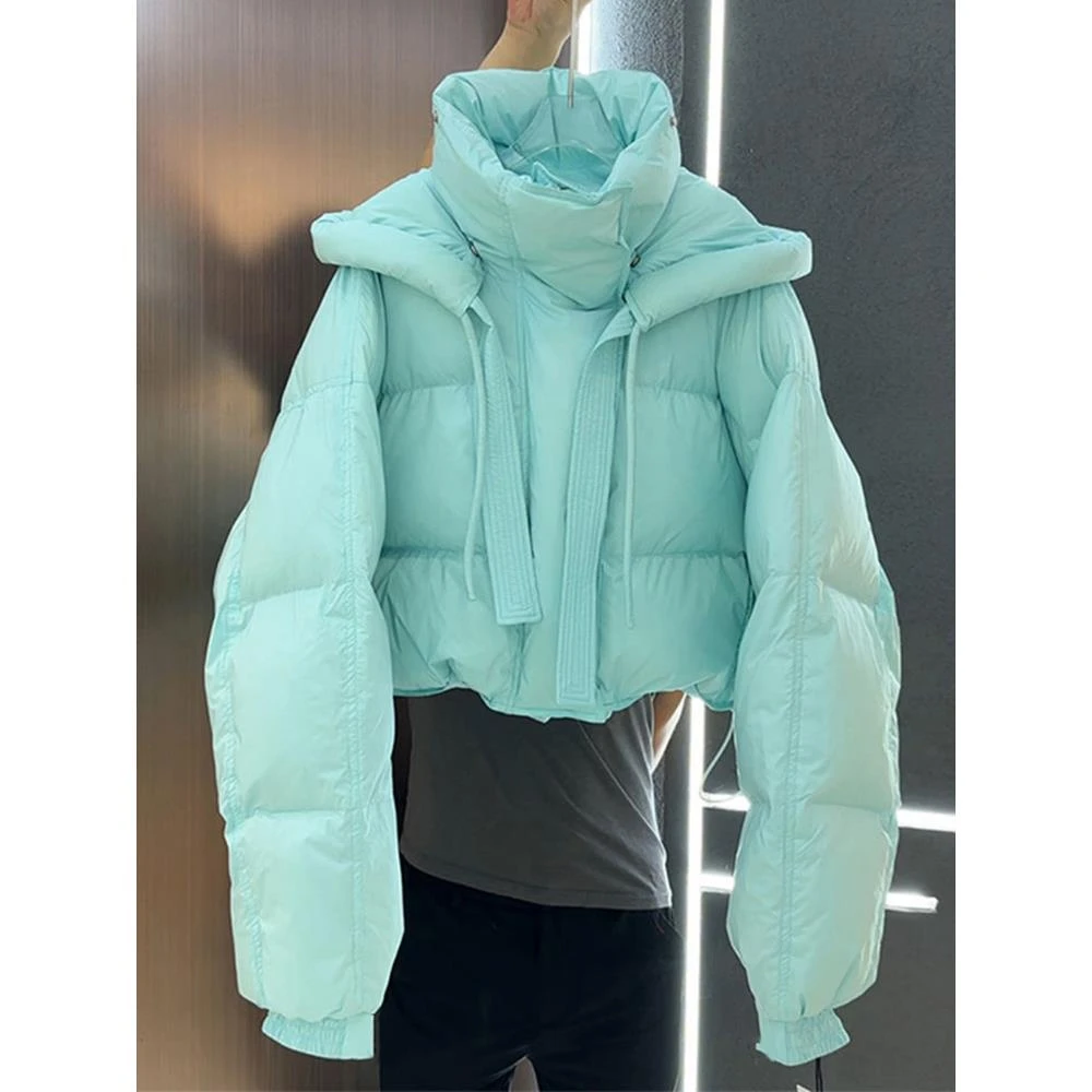 2025冬季新款超好看棉衣棉袄加厚保暖短款夹棉湖蓝色流行棉服外套