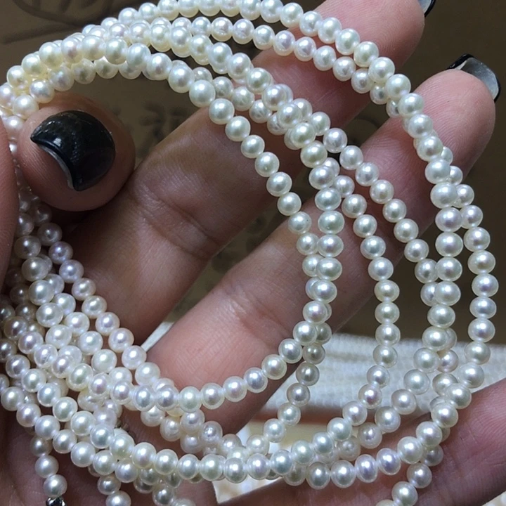 天然珍珠小米链3-3.5