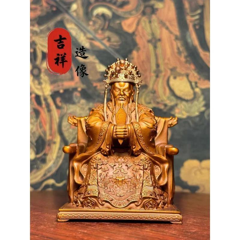纯紫铜五台山同款《龙五爷广济龙王》纯手工造像家用玄关佛像摆件