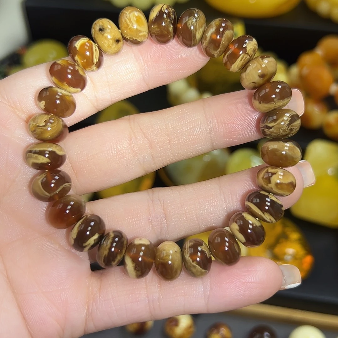 琥珀未镶嵌手串算盘珠