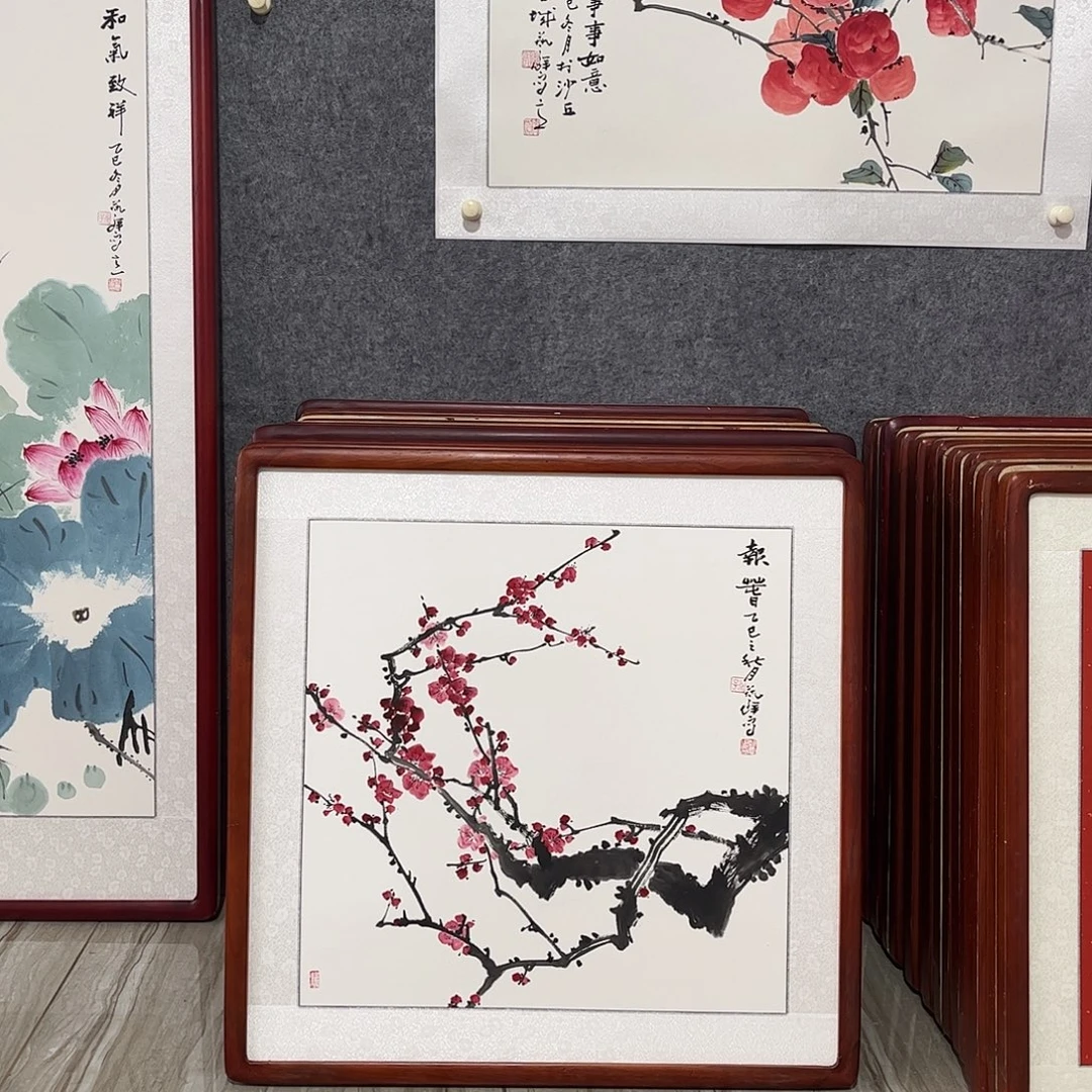 国画书画作品带框63×63