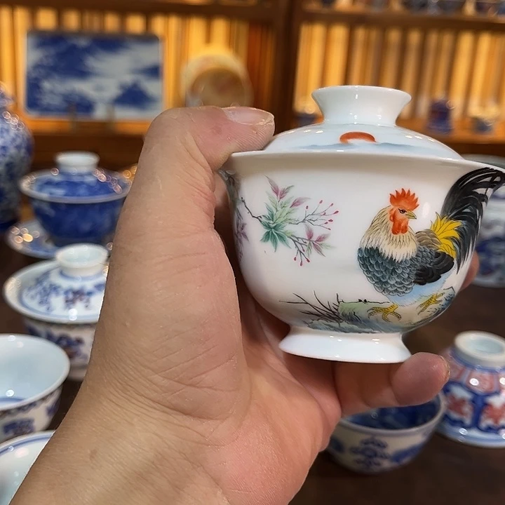 錡镇堂手工手绘盖碗