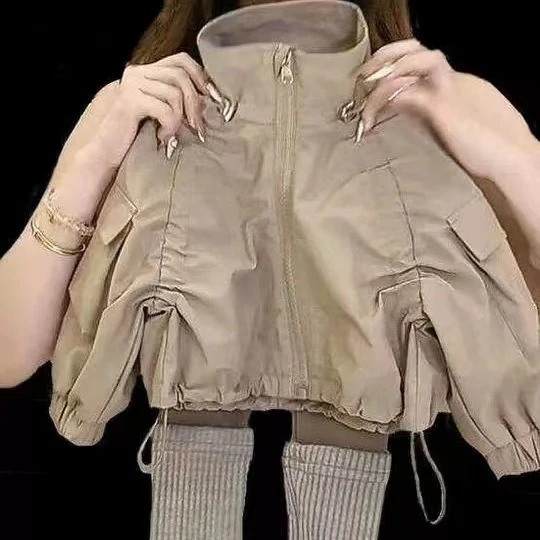 2024女童秋季洋气实穿咖色外套打底裤套装