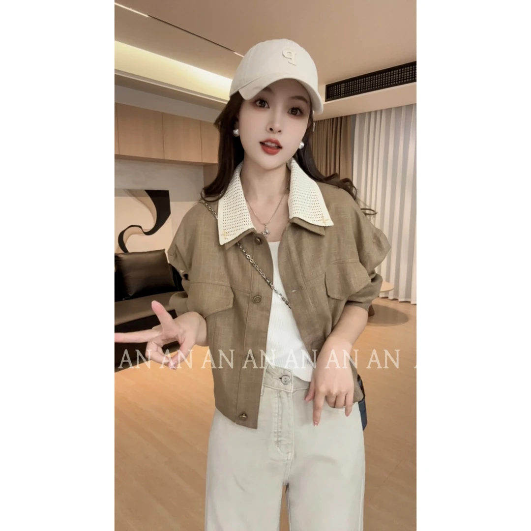 C02213新款韩版气质精致重工领口可拆卸衬衫外套