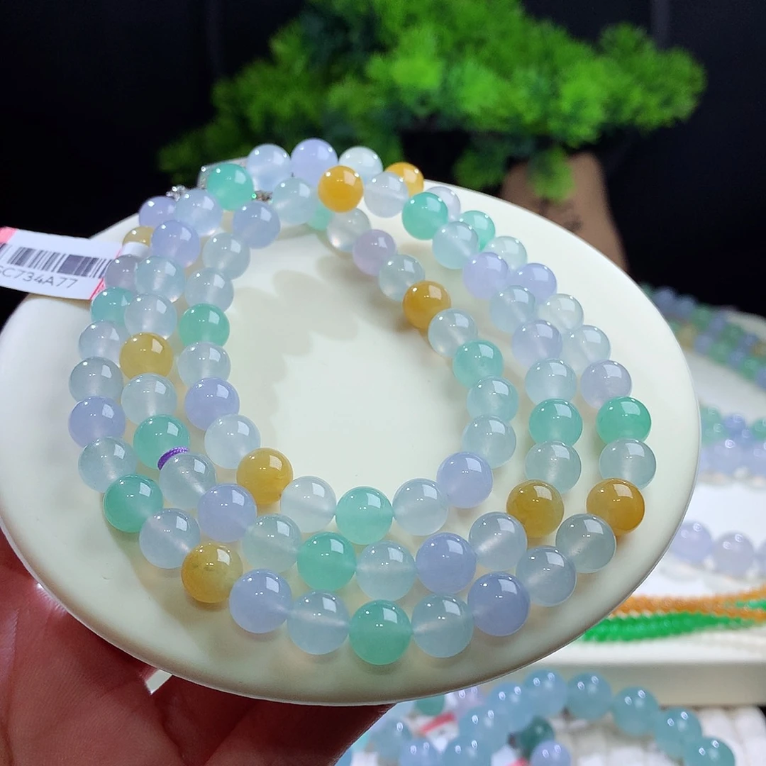 项链未镶嵌翡翠青春靓丽不张扬 冰马卡龙 卡8mm