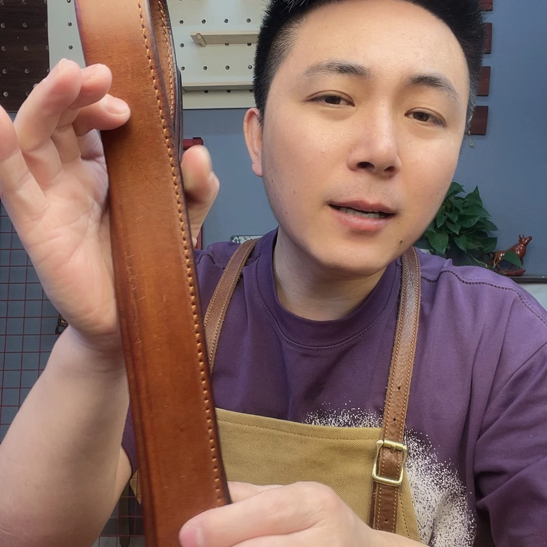 司***吾头层牛皮腰带对折款