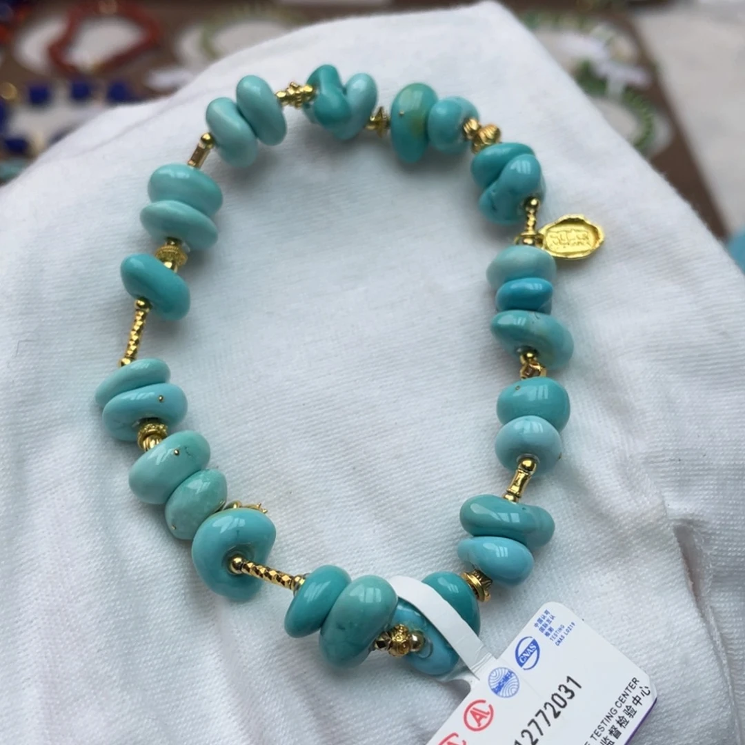 银S925镶嵌绿松石手串