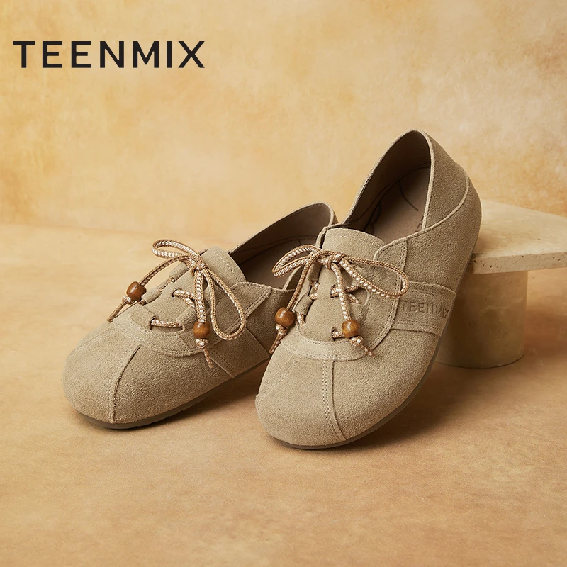 天美意2025秋新款休闲系带复古日常通勤软底百搭女勃肯鞋CHS26AM5