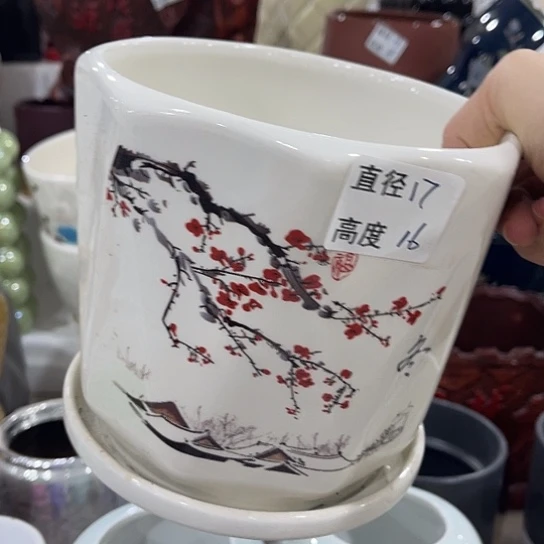 多肉绿植陶瓷花盆9.9包邮,有孔