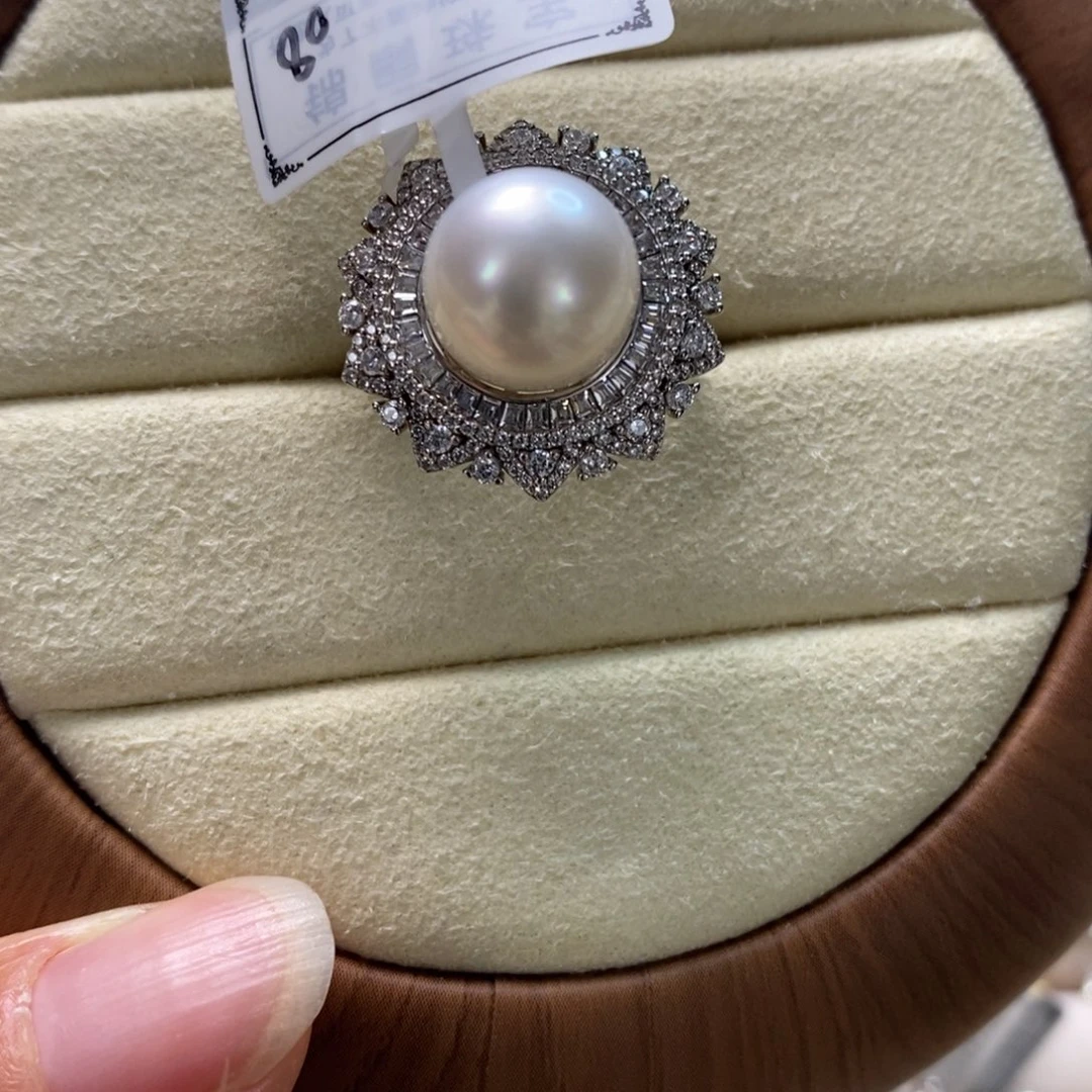 海水珍珠戒指银S925镶嵌