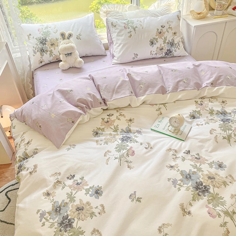 美式田园风100全棉床上四件套纯棉床单被套床笠罩床品宿舍三件套4