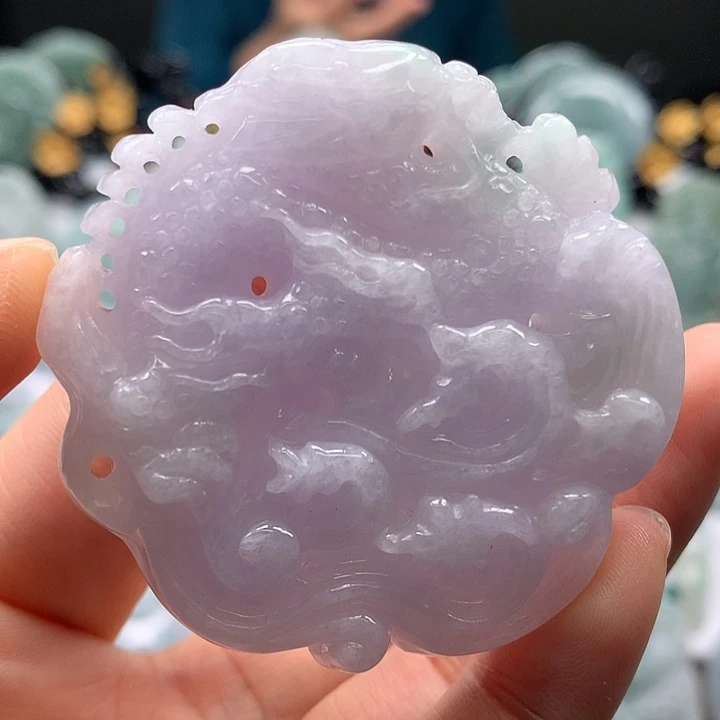 翡翠未镶嵌颈饰仿古龙行天下两面工艺福利