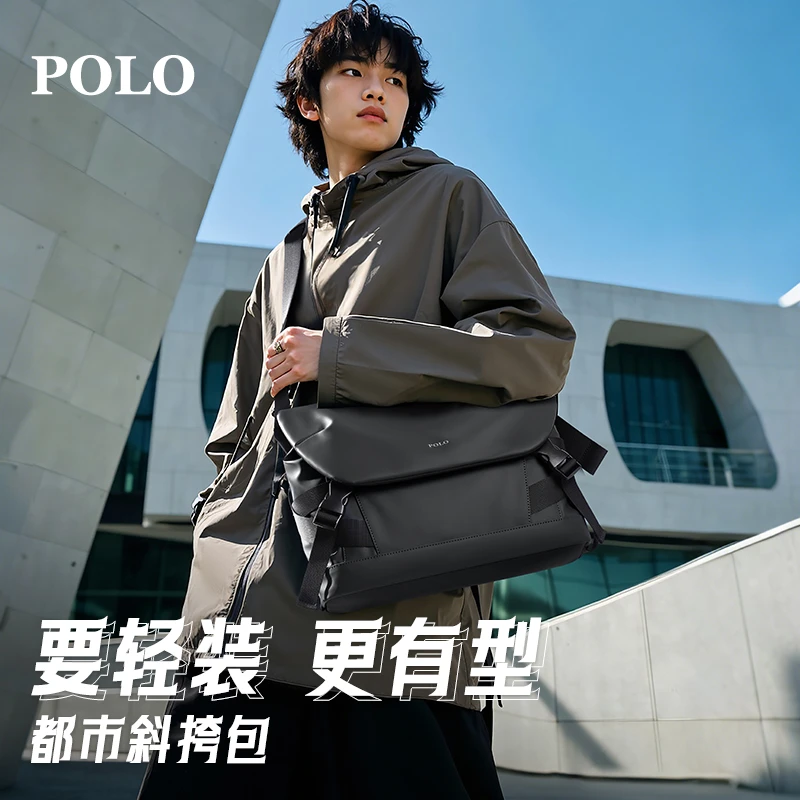 POLO手提笔记本电脑包斜挎包男士邮差包爆款2025新款单肩斜挎包